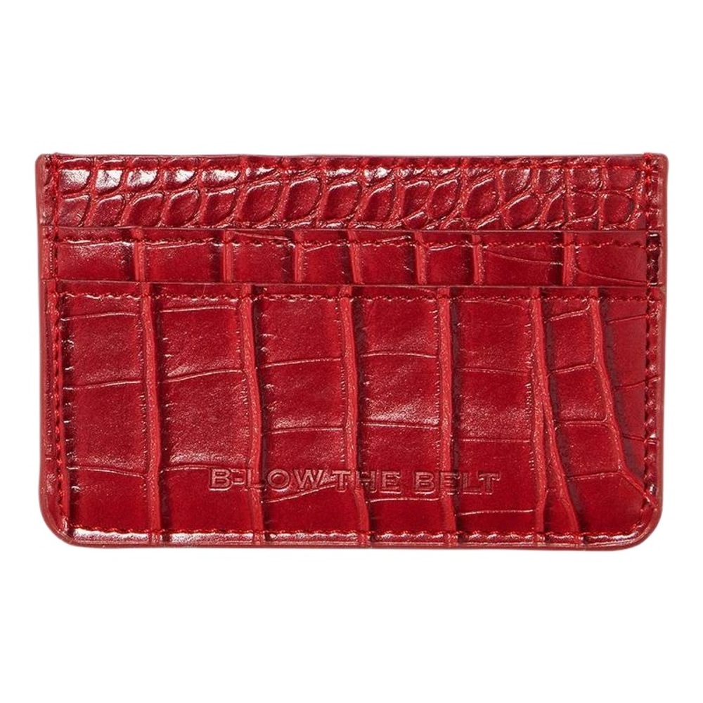 B-Low the Belt Red Crocodile Embossed Key & Card Holder